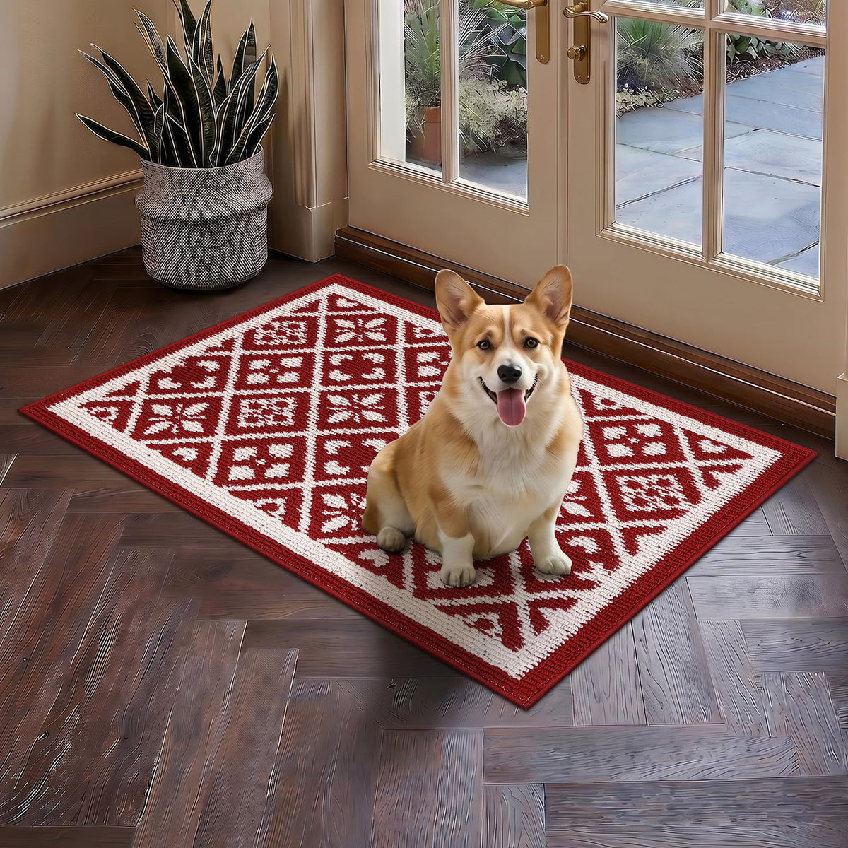 Ileading Fall Indoor Door Mat Washable Orange Muddy Rugs for Dogs 2x3ft