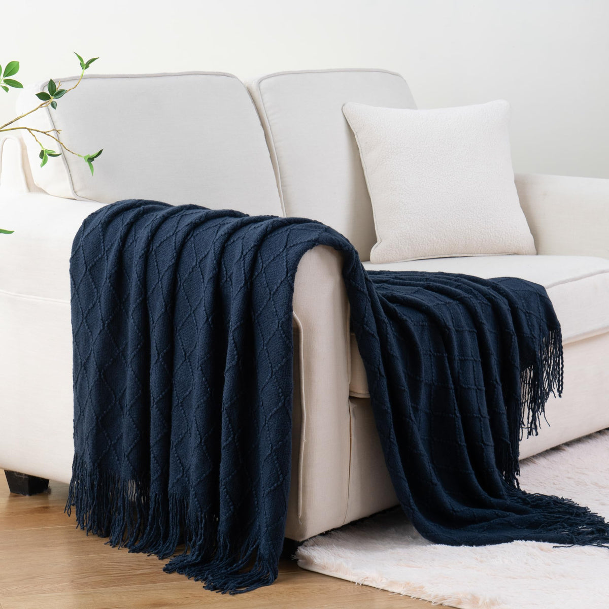 BATTILO HOME Khaki Throw Blanket for Couch, Boho Bed Tan Throws, Spring Decorative Taupe Throw for Sofa Foot of Bed, 50"x60"