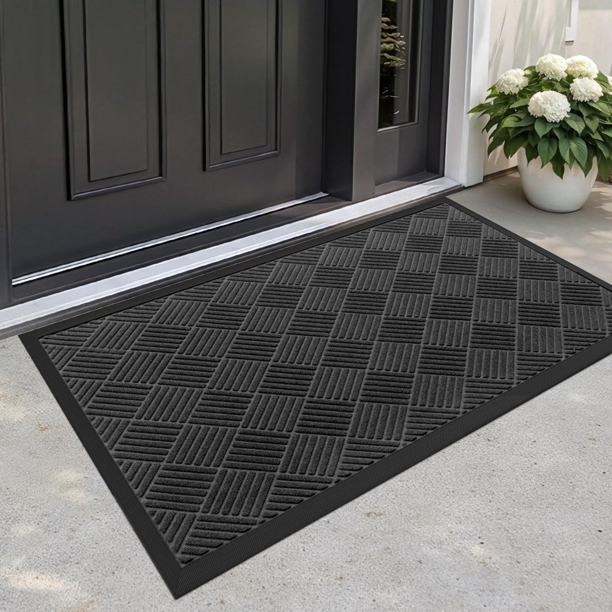 DEXI Front Door Mat Outside Entrance 48x72 Rubber Entry Doormat Brown