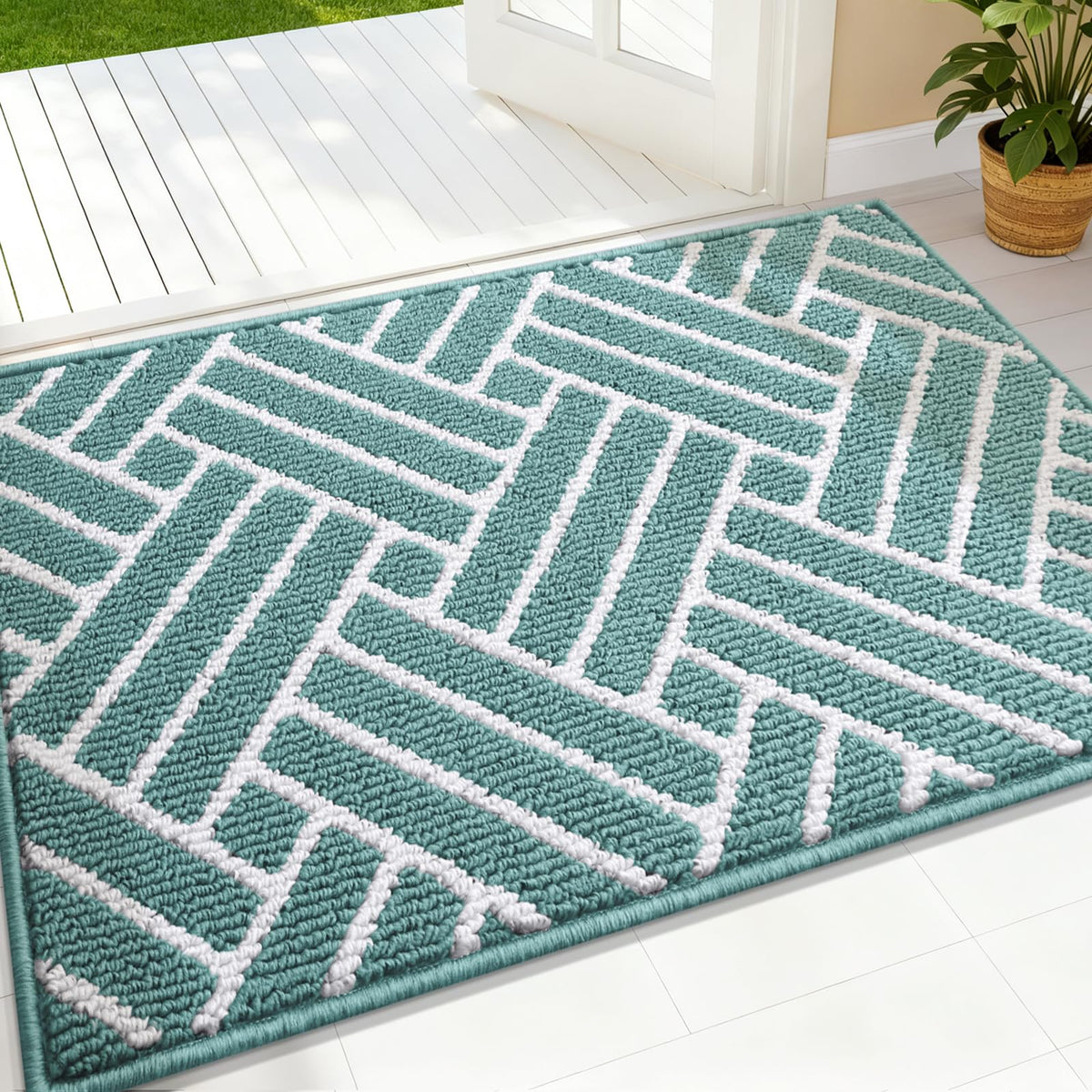 OLANLY Indoor Door Mat 32x20, Low-Profile Dirt Resistant Doormat, Grey