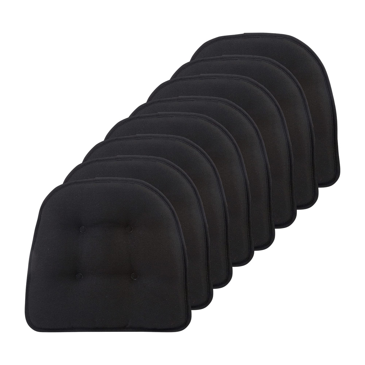 Klear Vu Omega Non-Slip Chair Cushions, Assembled in USA, U-Shaped Skid-Proof Seat Pads for Dining Room, Kitchen, Office, 15"x16" 4 Pack Slub Natural 4 Count
