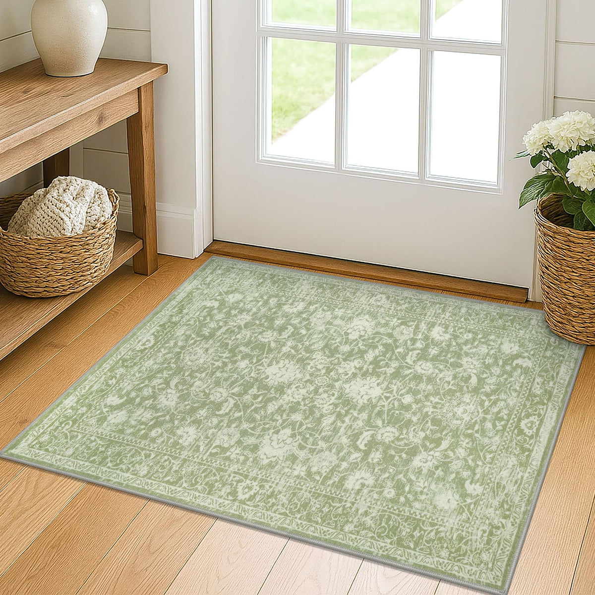 KILOCOCO 2x3 Washable Rug Small Entryway Rugs Indoor Door Mat, Blue/Navy