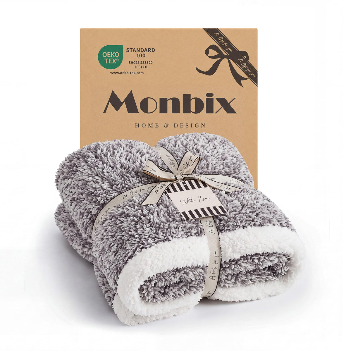Monbix Throw Blanket for Couch-Room Decor Fuzzy Fleece Flannel Bed Blankets