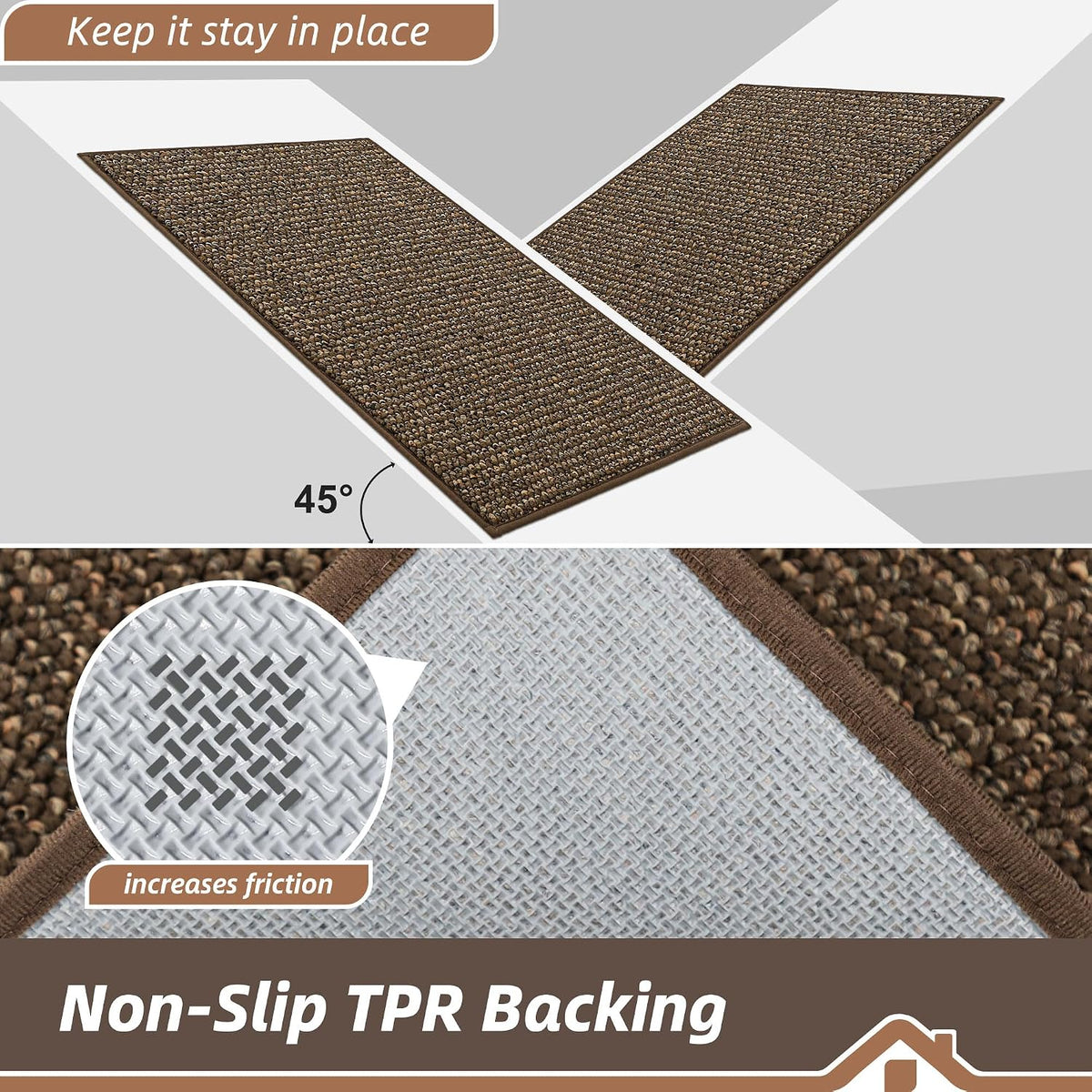 BEQHAUSE Dirt Trapper Door Mat 20" x 32", Non-Slip Washable Doormats, Brown