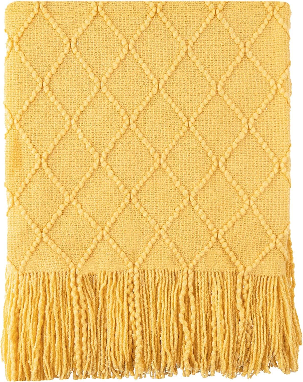 BATTILO HOME Khaki Throw Blanket for Couch, Boho Bed Tan Throws, Spring Decorative Taupe Throw for Sofa Foot of Bed, 50"x60"