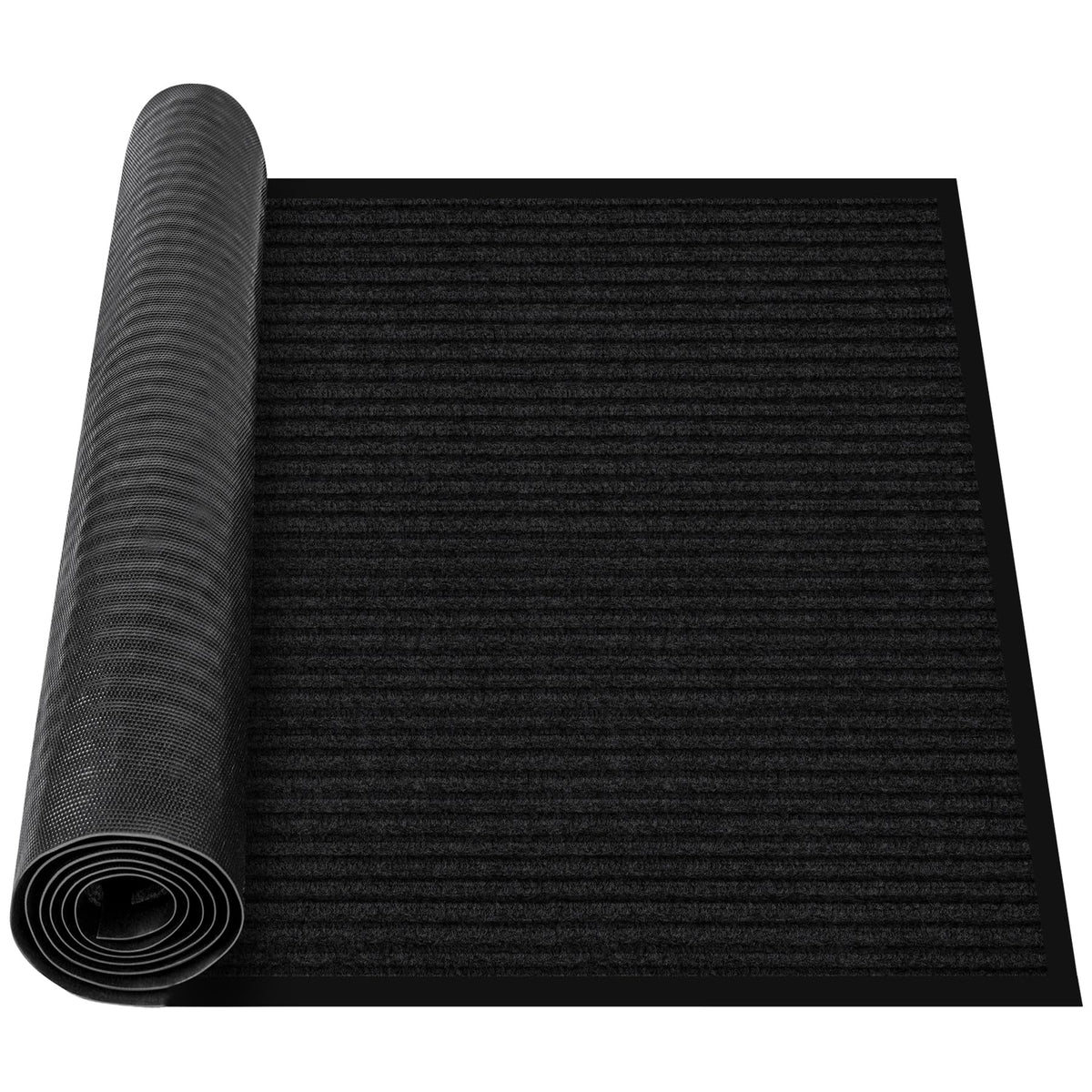 MYFAMIREA Commercial Floor Mat 3' x 5' Extra Large Front Door Industrial Rug Heavy Duty Brush Step Entrance Mat Weather Utility Rug with Non Slip Rubber Backing Low Profile for Entryway, Charcoal Grey