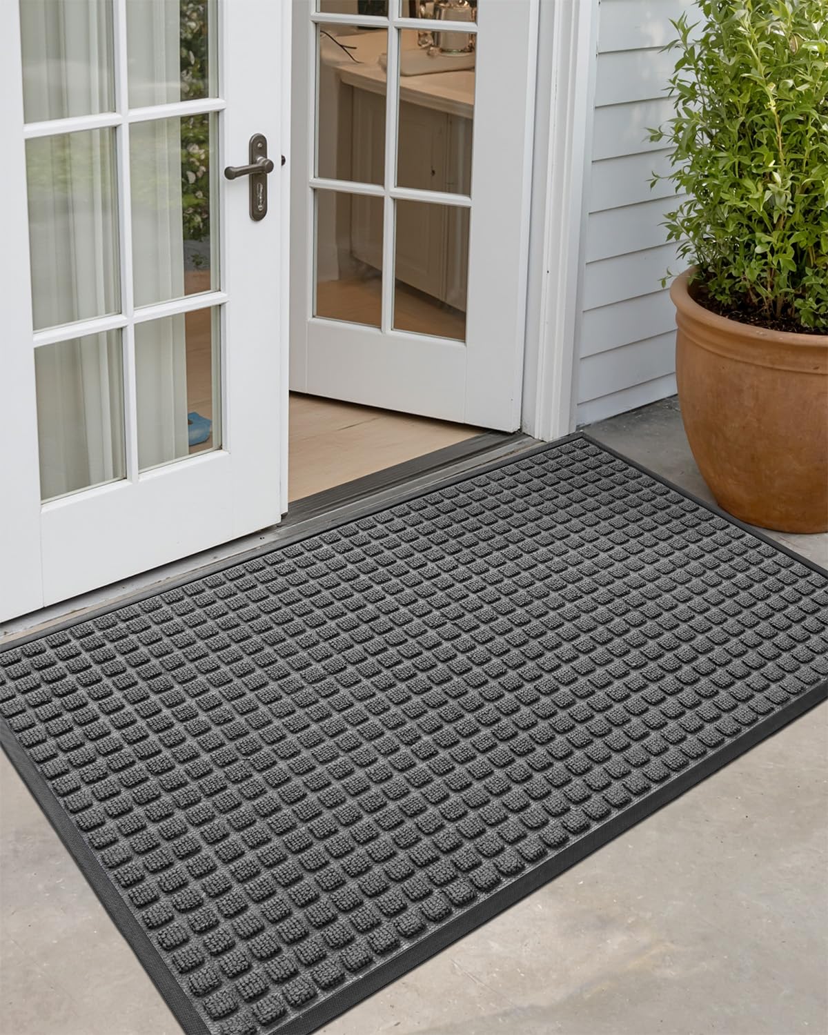 DEXI Front Door Mat Outside Entrance 48x72 Rubber Entry Doormat Brown