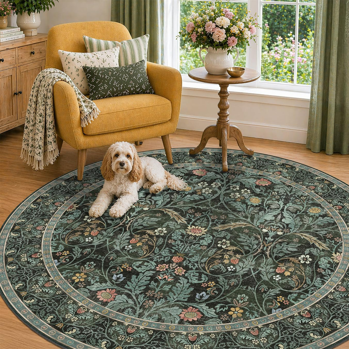 Dark Brown 2x3 Washable Entry Rug, Throw Small Rugs for Entryway Kitchen Bathroom Indoor Door Mat, Farmhouse Floral & Botanical Door Mats, Low Pile Soft Stain Resistant Carpet