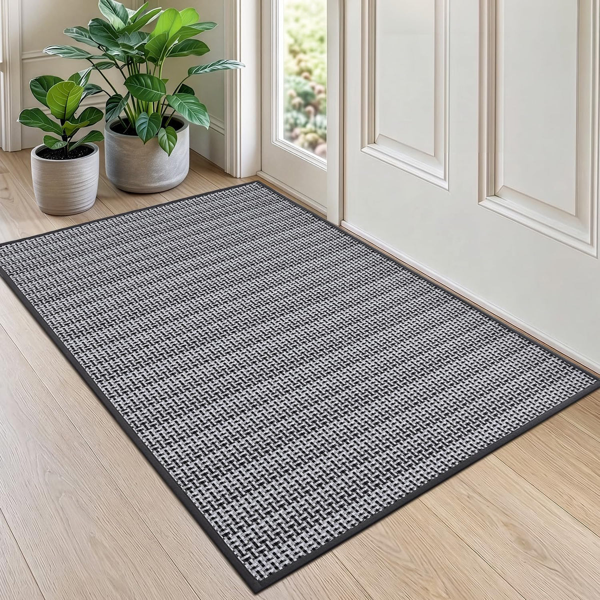 DEXI Thin Door Mat Indoor Entrance 24x36, Non Slip Entryway Mat, Dark Beige