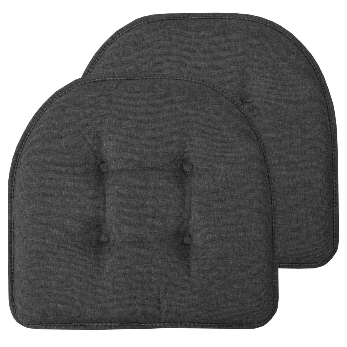 Sweet Home Collection Chair Cushion Memory Foam Pads Tufted Slip Non Skid Rubber Back U-Shaped 17" x 16" Seat Cover, 4 Count (Pack of 1), Army Green