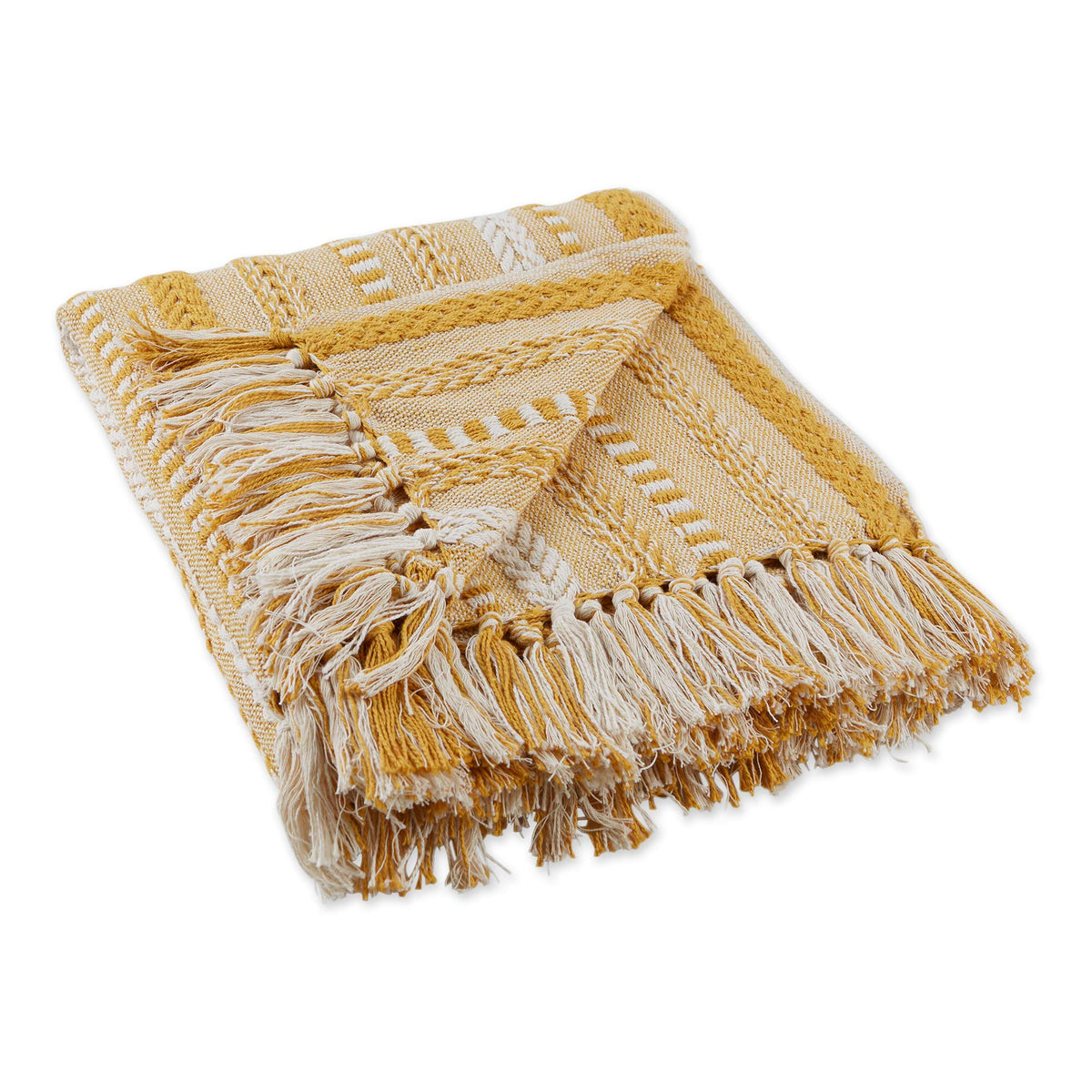 DII Braided Striped Throw Blanket, 50x60, Stone on Cream