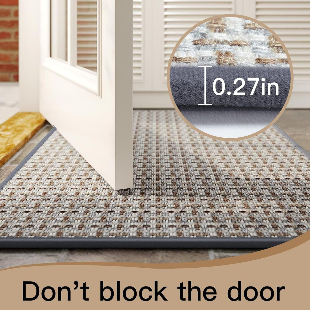 YDKGL Front Door Mat Indoor Entrance Non Slip Entry Doormat Gray 17"x30"