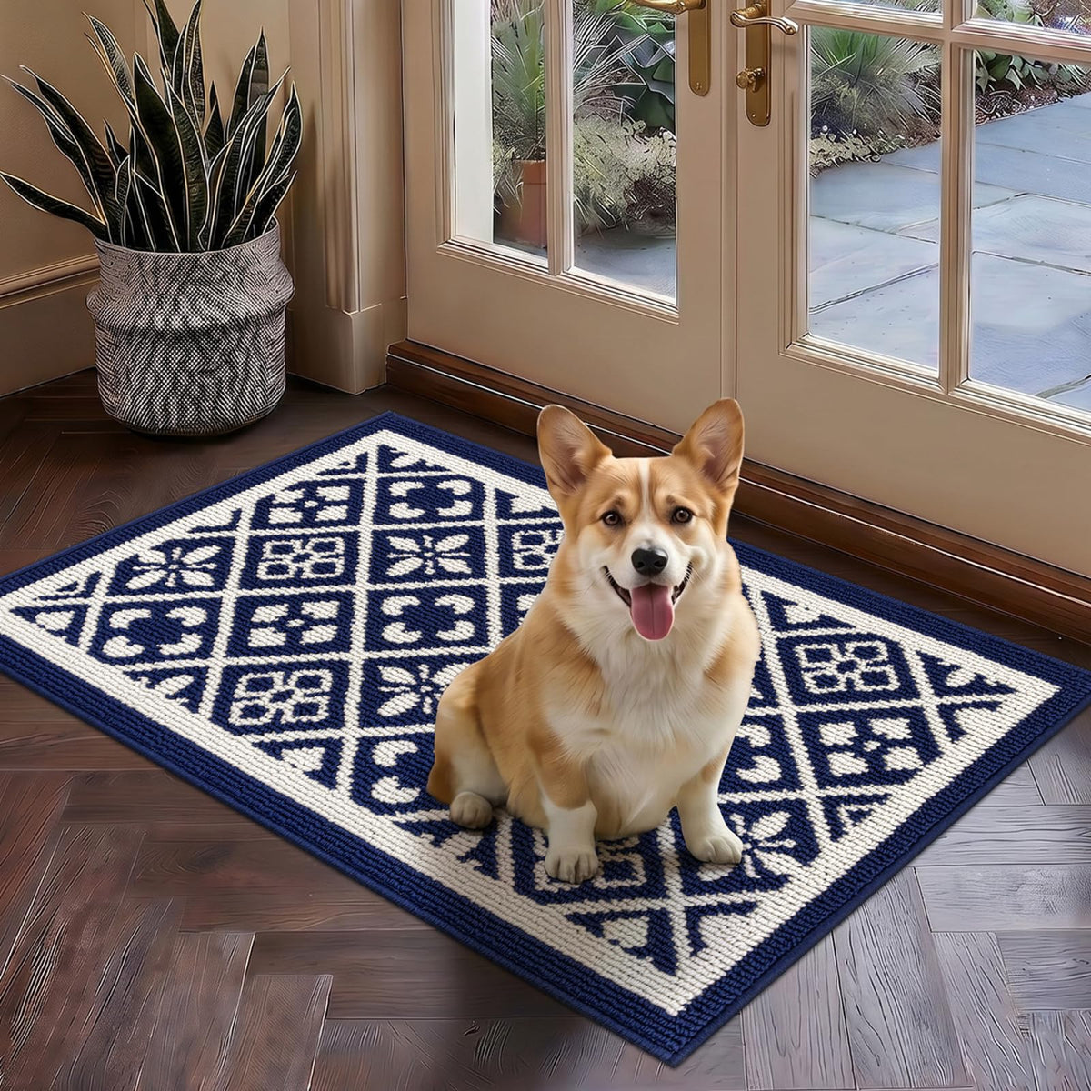 Ileading Fall Indoor Door Mat Washable Orange Muddy Rugs for Dogs 2x3ft