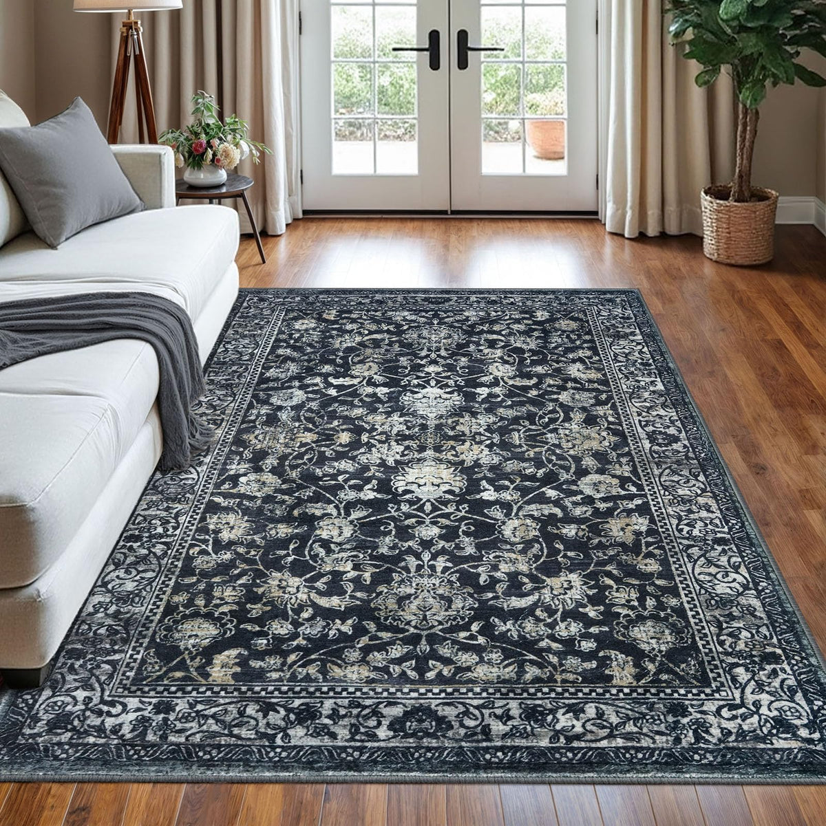 KILOCOCO 2x3 Washable Rug Small Entryway Rugs Indoor Door Mat, Blue/Navy