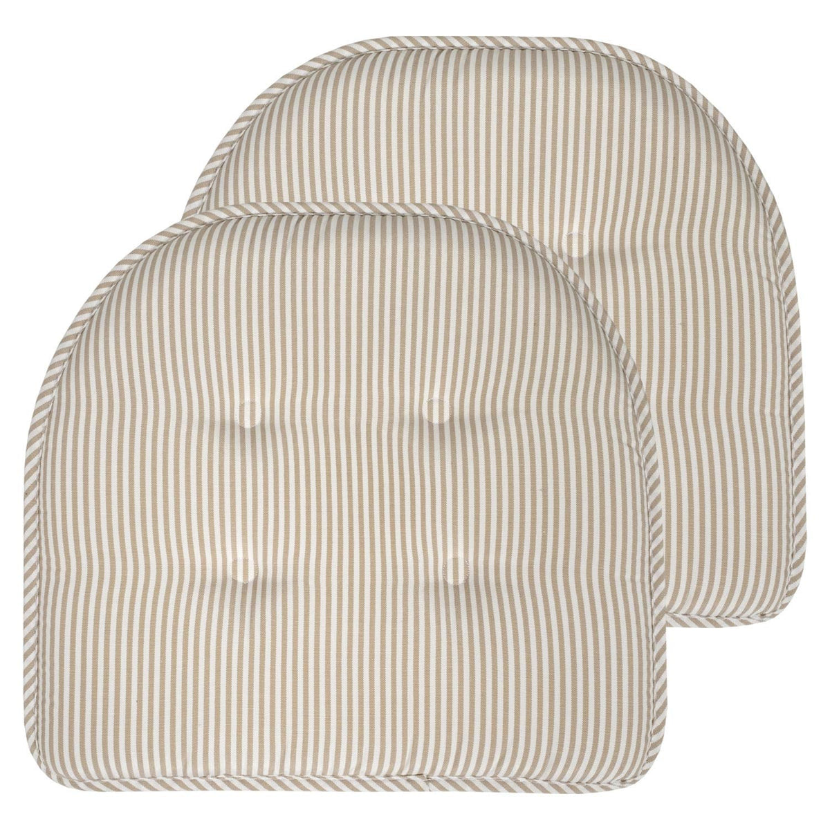 Sweet Home Collection Chair Cushion Memory Foam Pads Tufted Slip Non Skid Rubber Back U-Shaped 17" x 16" Seat Cover, 4 Count (Pack of 1), Army Green