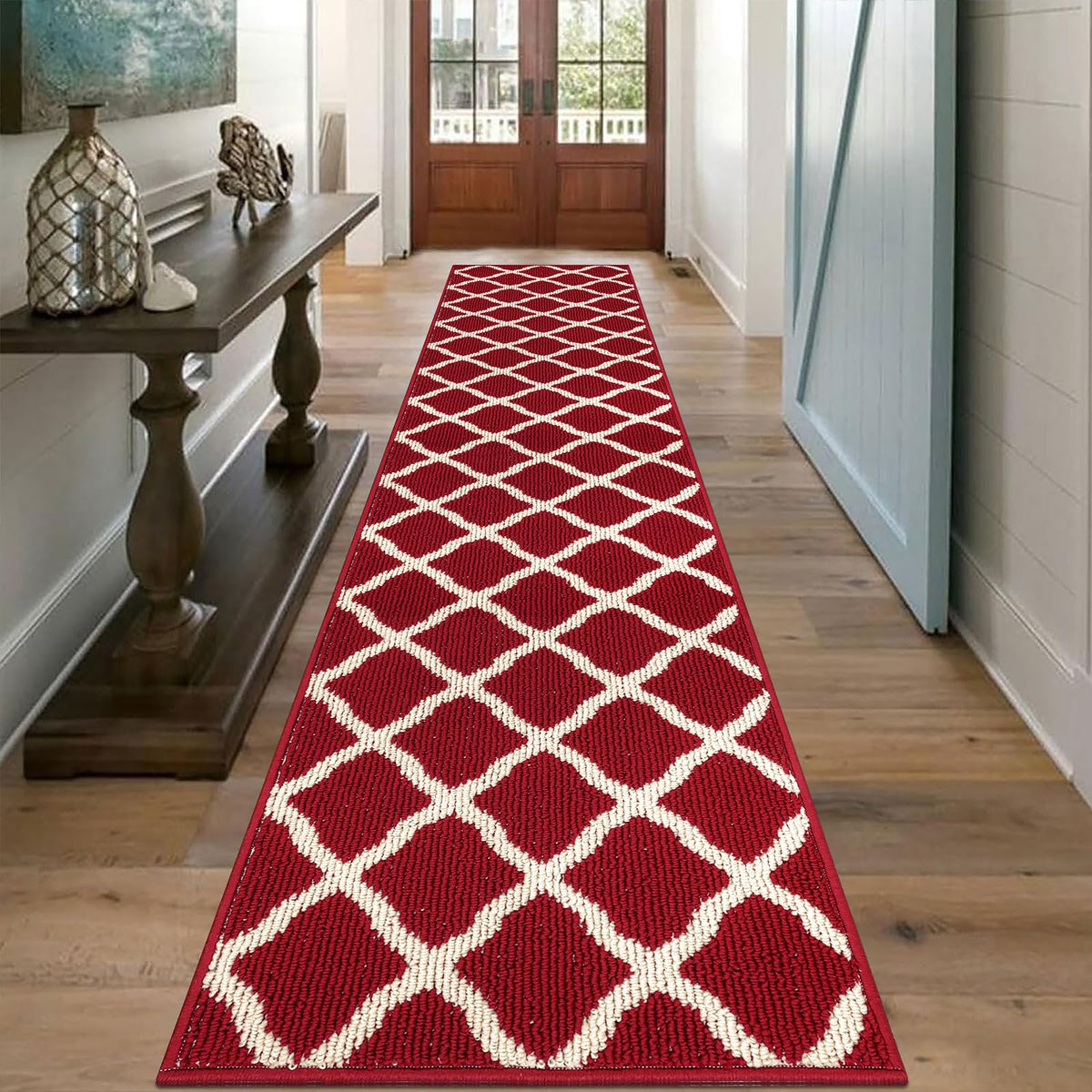 SHACOS Door Mats 20"x32" Indoor Washable Kitchen Entryway Rug Non Slip Absorbent Floor Mat for Home Entrance Garage, Light Gray