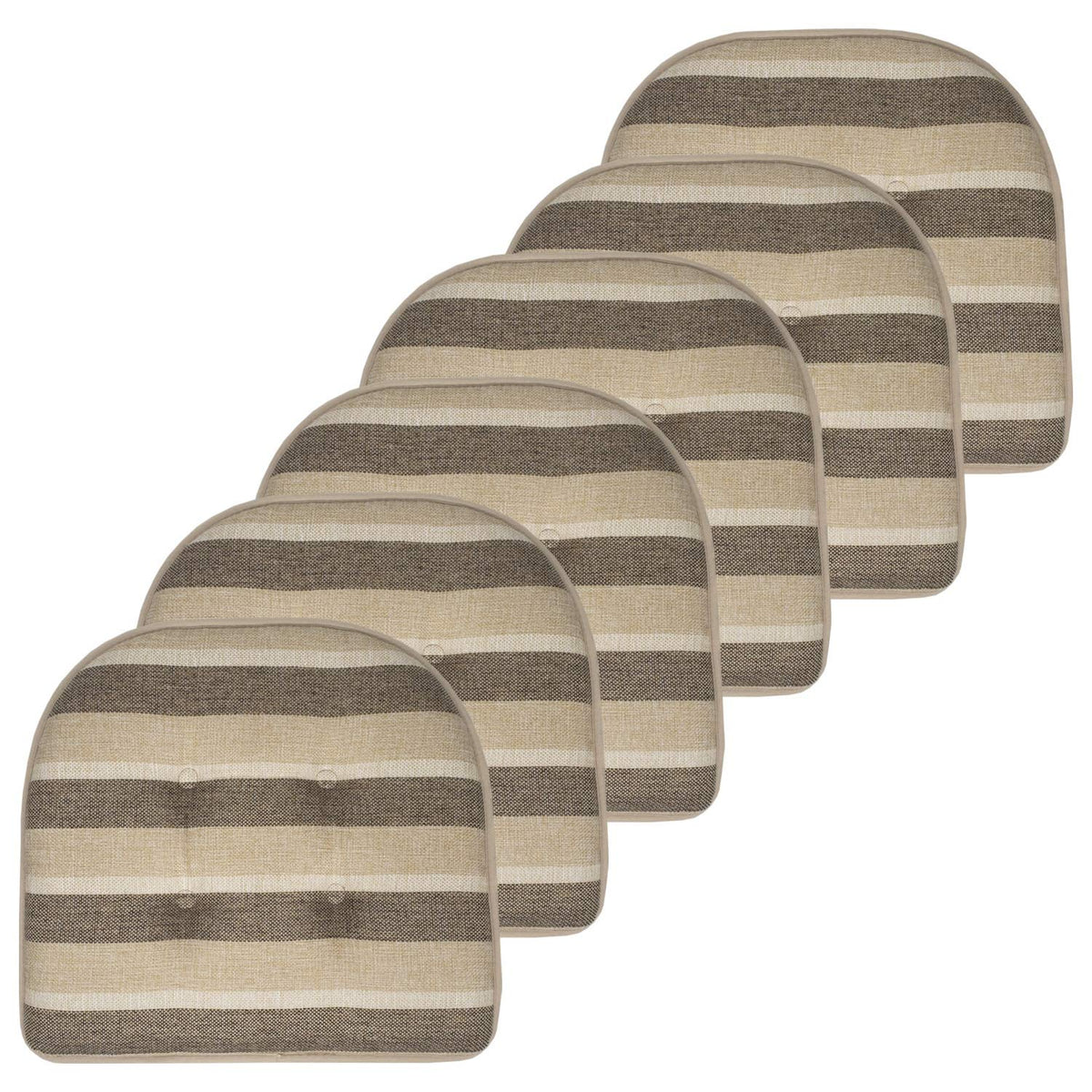 Sweet Home Collection Chair Cushion Memory Foam Pads Tufted Slip Non Skid Rubber Back U-Shaped 17" x 16" Seat Cover, 4 Count (Pack of 1), Army Green