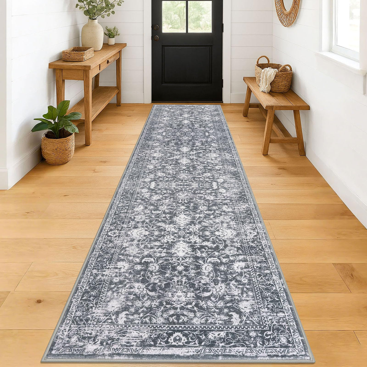 KILOCOCO 2x3 Washable Rug Small Entryway Rugs Indoor Door Mat, Blue/Navy