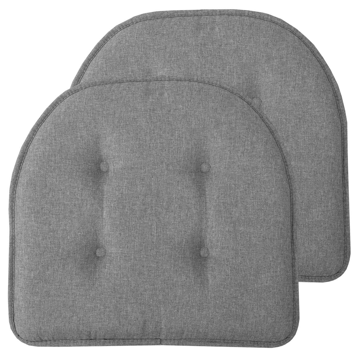 Sweet Home Collection Chair Cushion Memory Foam Pads Tufted Slip Non Skid Rubber Back U-Shaped 17" x 16" Seat Cover, 4 Count (Pack of 1), Army Green