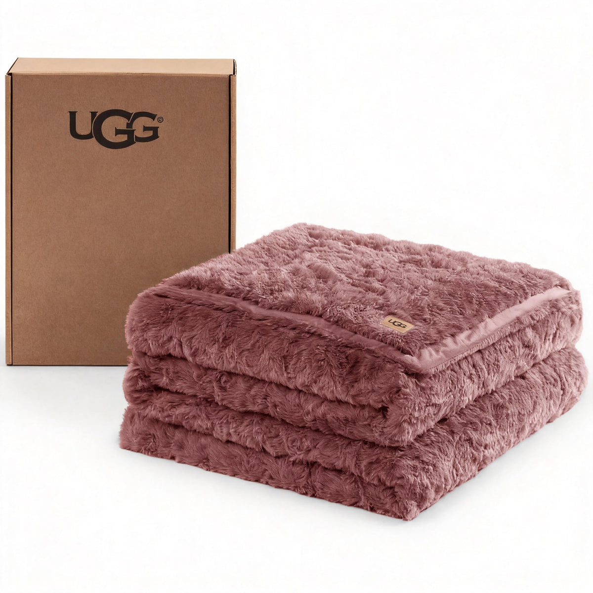 UGG Adalee Throw Blanket for Sofa, Faux Fur Blanket, 50" x 70", Seal Grey