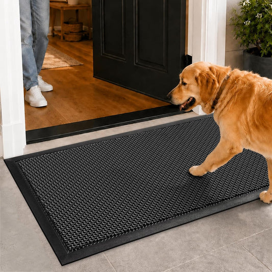 Mibao Meshy Mat Door Mat Heavy-Duty Quick-Dry Floor Mat, Sand & Dirt Trapper for Indoor & Outdoor, Ideal for Entrance, Mudrooms,Patios & Garages, Outside Doormat with Anti-Slip Backing, Grey，30" x 17"