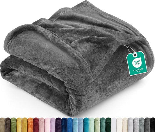Utopia Bedding Ultra Soft Fleece Bed Blanket Throw Size Grey (50x60 Inches)