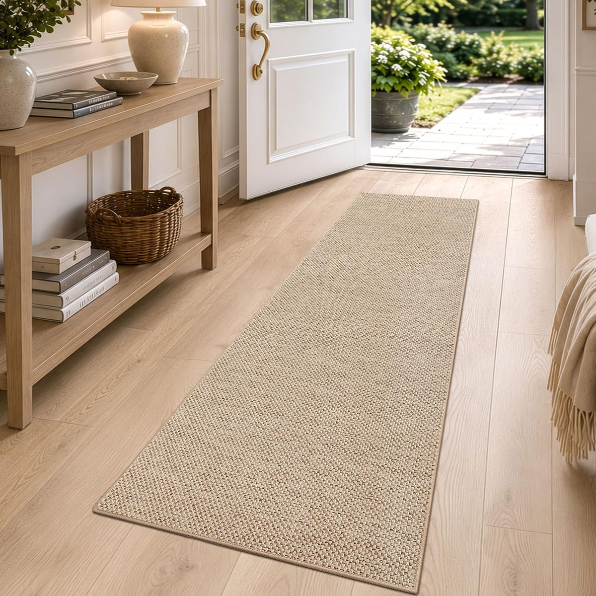 DEXI Thin Door Mat Indoor Entrance 24x36, Non Slip Entryway Mat, Dark Beige