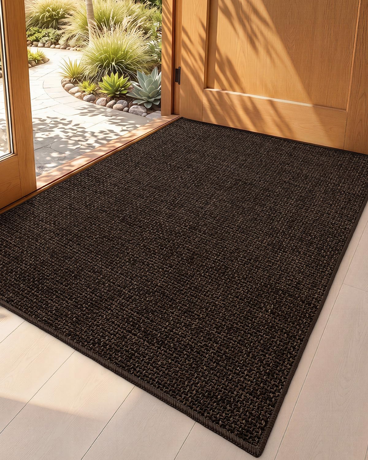 Color&Geometry Ultra-Thin Indoor Door Mat Entrance, 17"x30" Heather Khaki