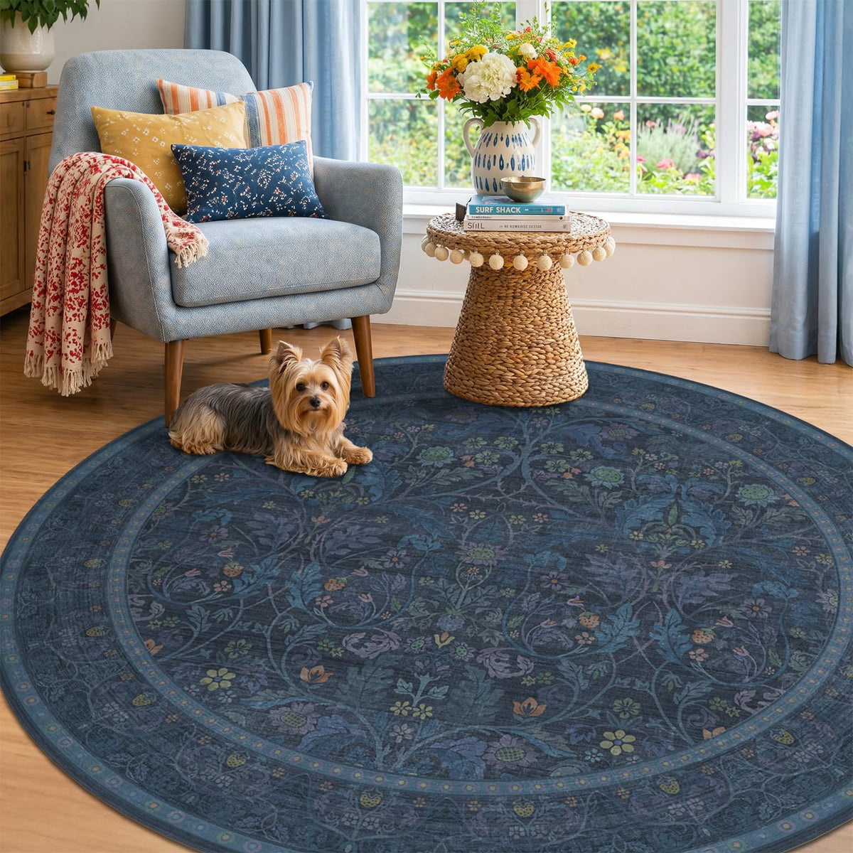 Dark Brown 2x3 Washable Entry Rug, Throw Small Rugs for Entryway Kitchen Bathroom Indoor Door Mat, Farmhouse Floral & Botanical Door Mats, Low Pile Soft Stain Resistant Carpet