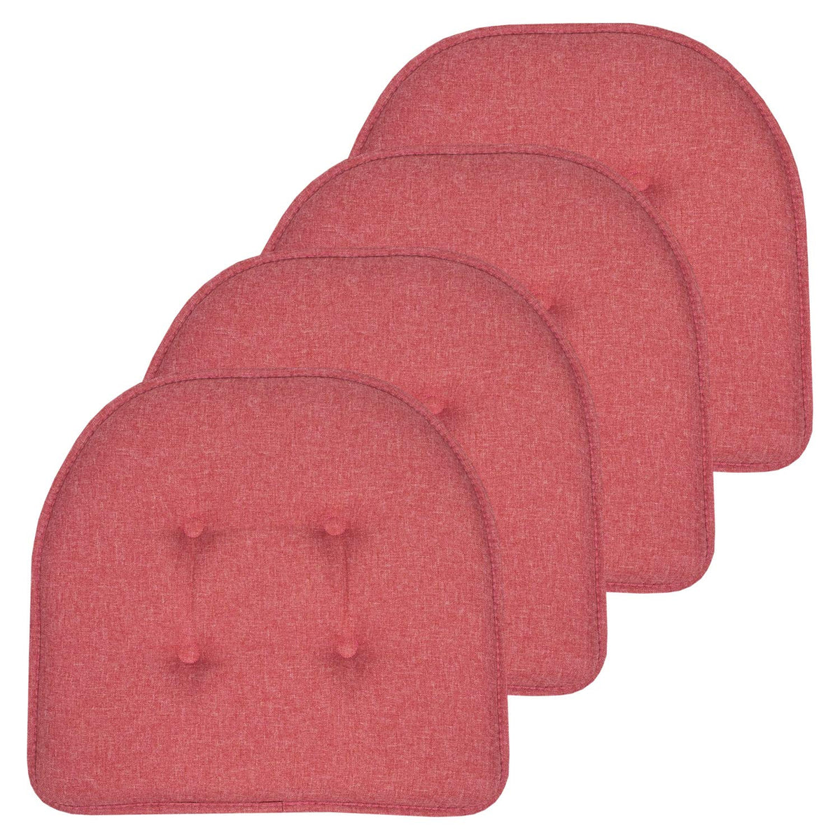 Sweet Home Collection Chair Cushion Memory Foam Pads Tufted Slip Non Skid Rubber Back U-Shaped 17" x 16" Seat Cover, 4 Count (Pack of 1), Army Green