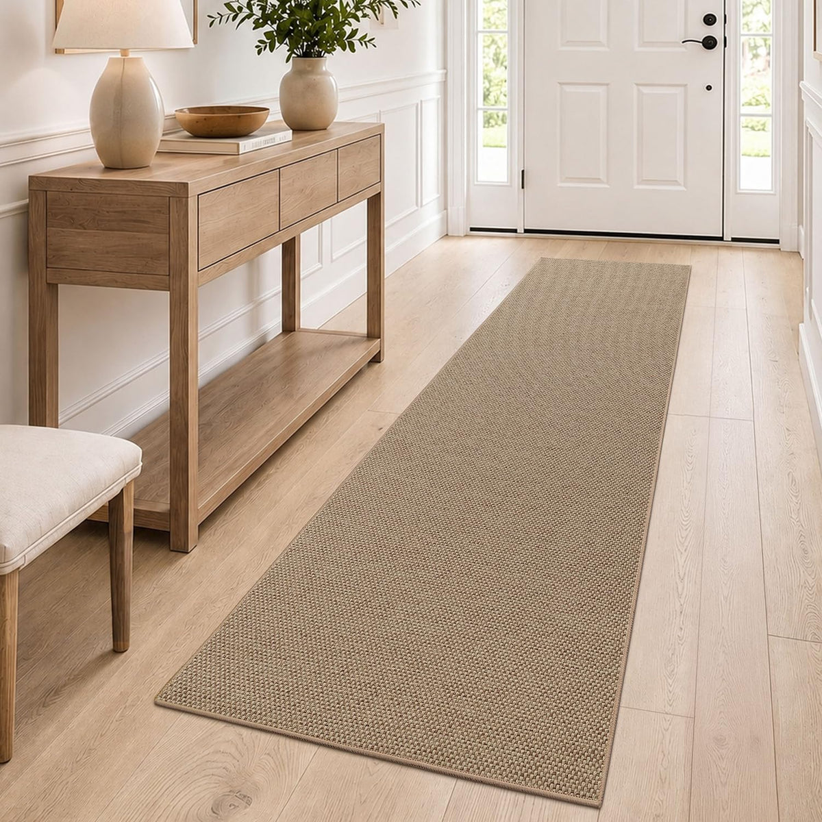 DEXI Thin Door Mat Indoor Entrance 24x36, Non Slip Entryway Mat, Dark Beige