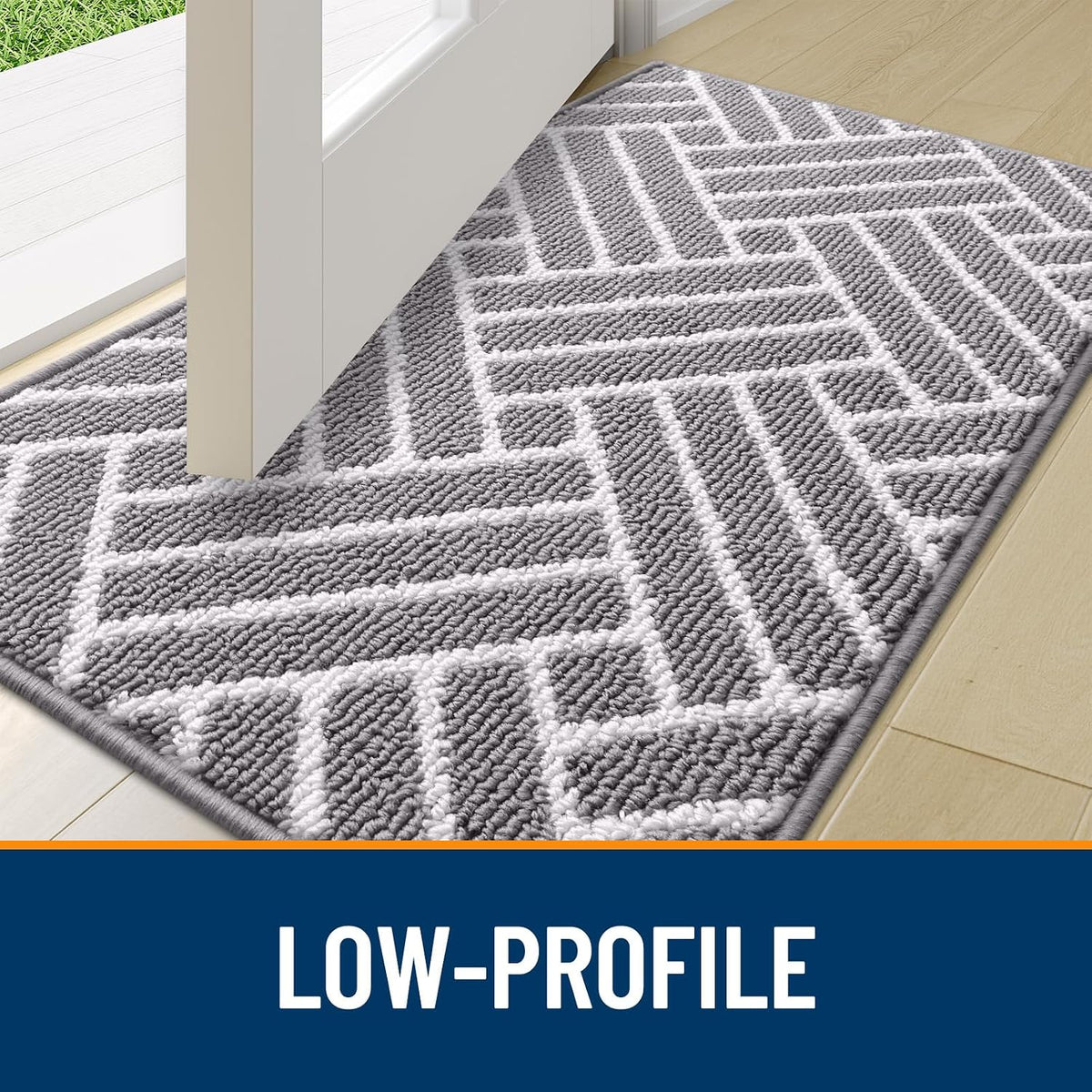 OLANLY Indoor Door Mat 32x20, Low-Profile Dirt Resistant Doormat, Grey