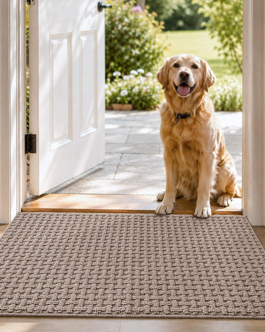 DEXI Door Mat Indoor Entrance 24x36, Entryway Doormats, Beige