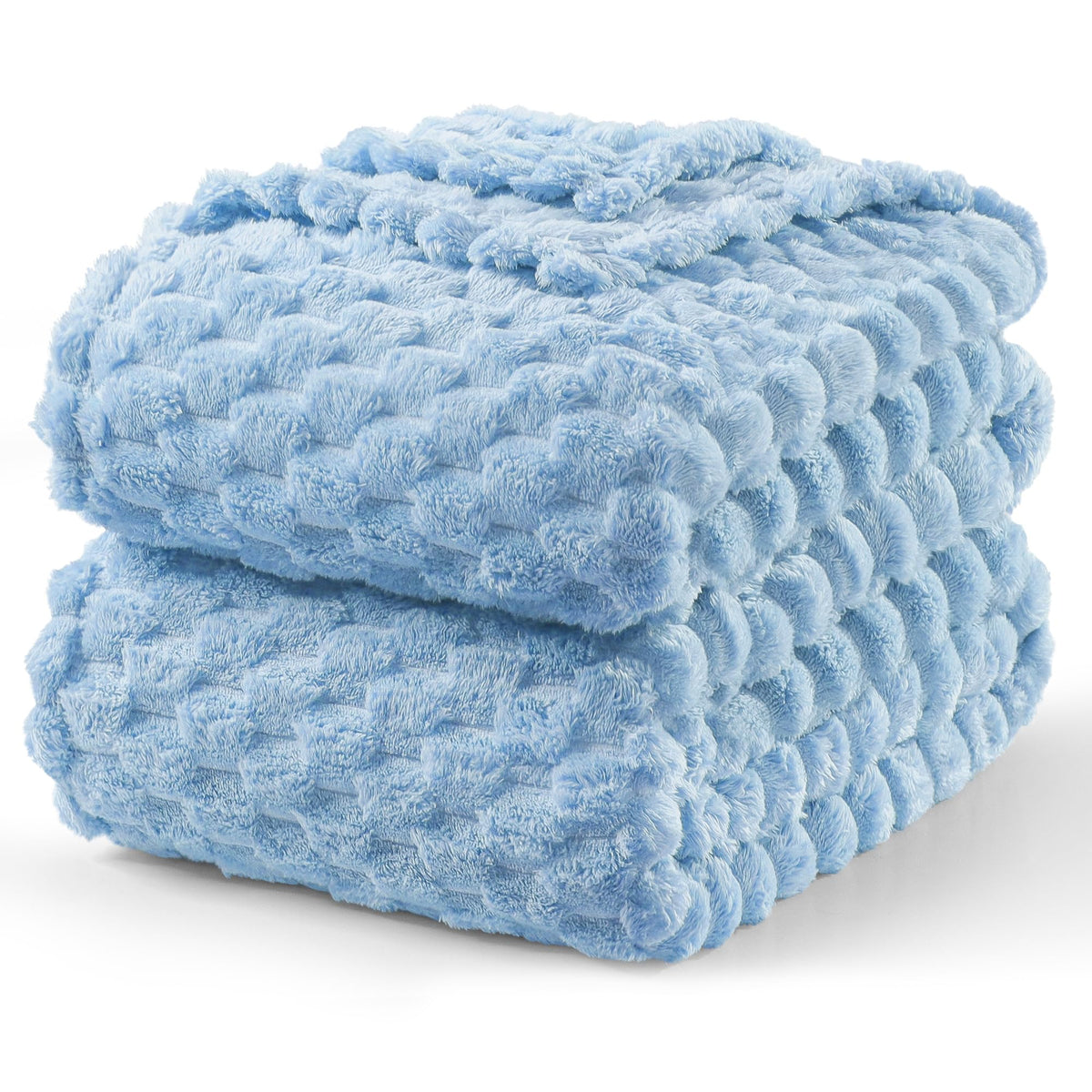 Exclusivo Mezcla Large 3D Fleece Throw Blanket for Couch, Ivory