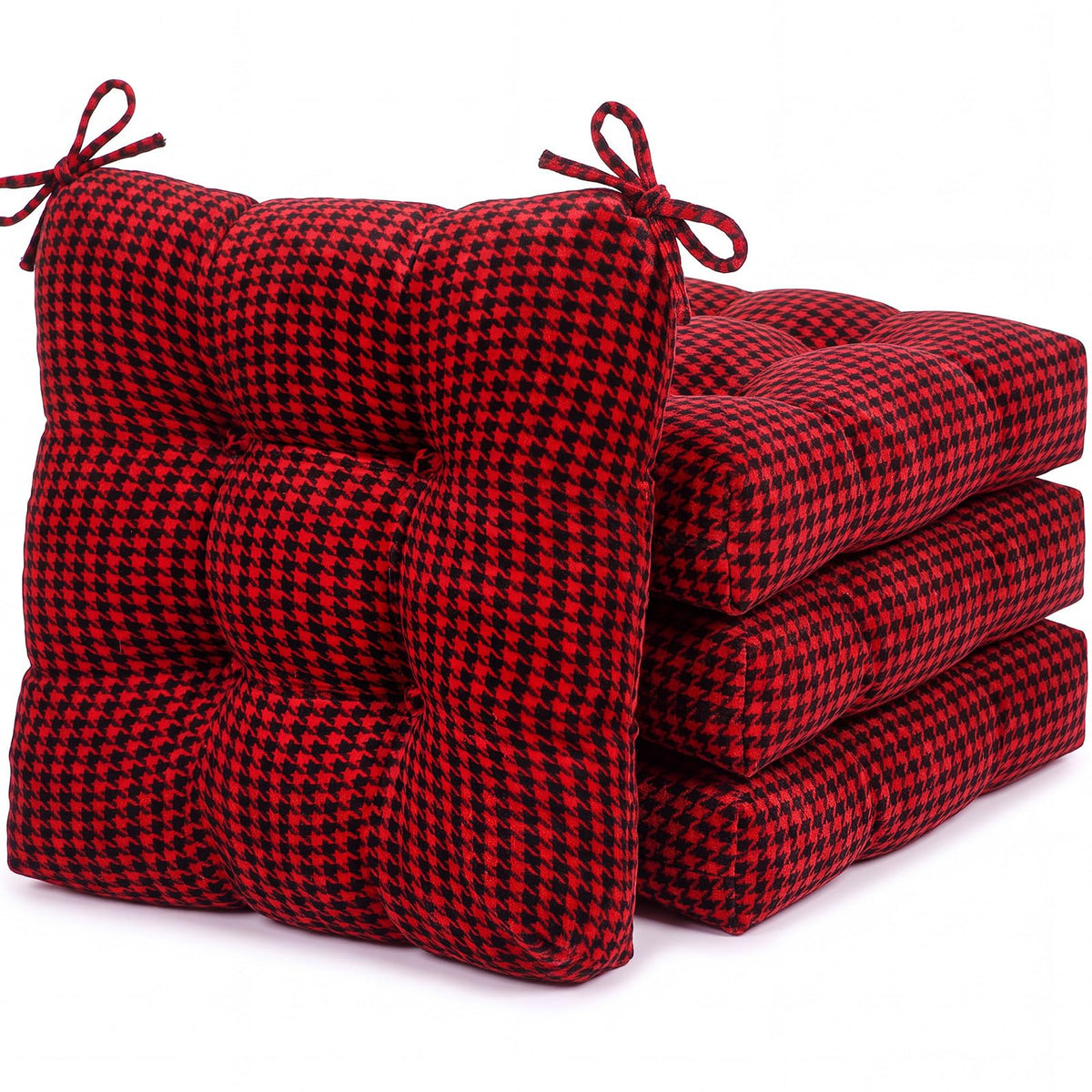Geetery 4 Pack Chair Cushions, 16" x 15",Black and White,Plaid