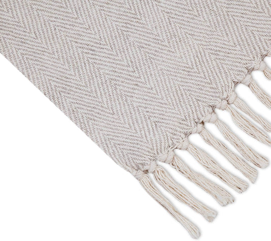 Americanflat 50x60 Throw Blanket - Soft and Breathable Cotton Throw Blanket for Couch, Bed, Chair - Decorative Blankets Perfect for Home, Office, or Outdoor Use - Cream Herringbone Design