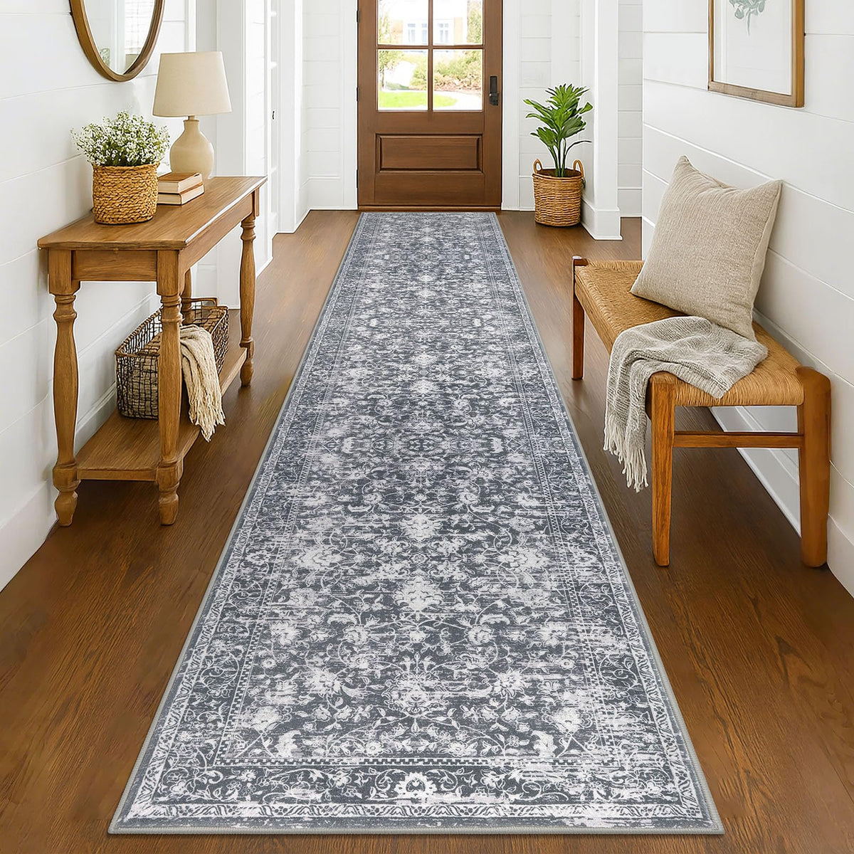 KILOCOCO 2x3 Washable Rug Small Entryway Rugs Indoor Door Mat, Blue/Navy
