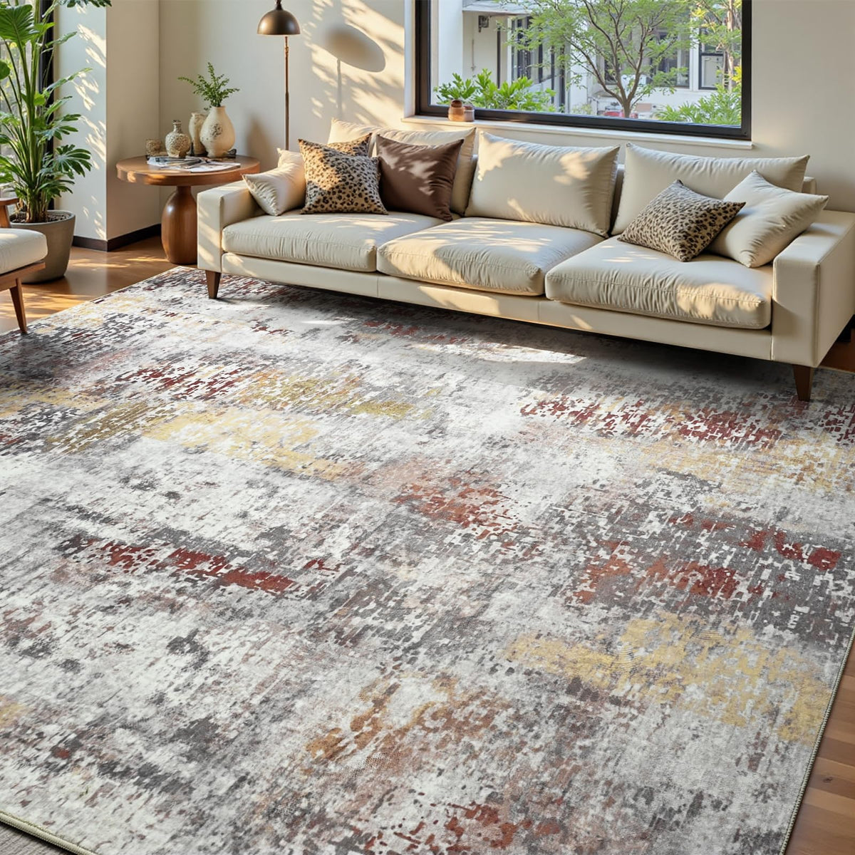 Entrance Rugs Indoor 2x3 Grey Entry Rug Washable Abstract Small Area Rug Non-Slip Low Pile Throw Rugs for Entryway, Kitchen Floor, Front Door Indoor Door Mat, Bathroom, Bedroom Bedside