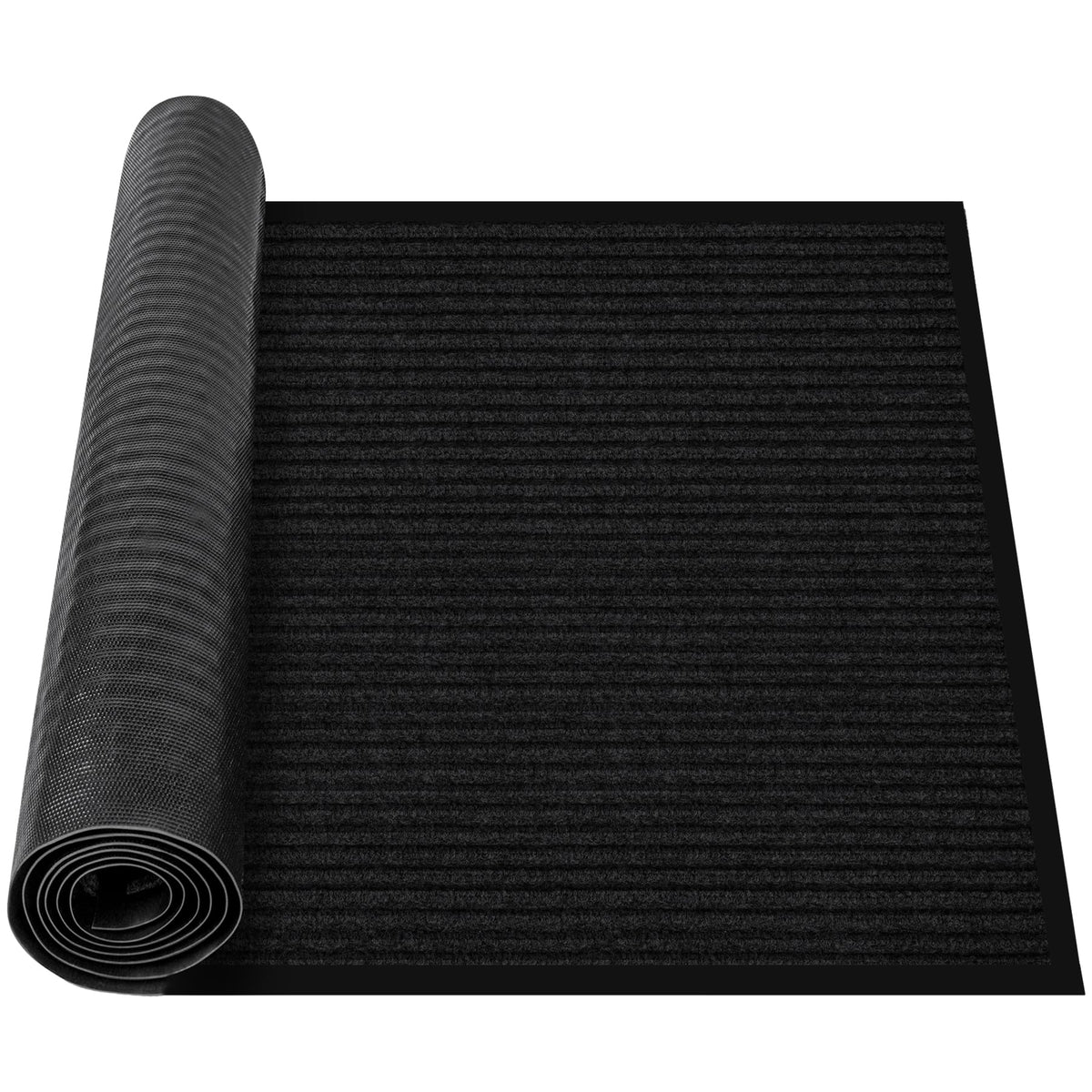 MYFAMIREA Commercial Floor Mat 3' x 5' Extra Large Front Door Industrial Rug Heavy Duty Brush Step Entrance Mat Weather Utility Rug with Non Slip Rubber Backing Low Profile for Entryway, Charcoal Grey