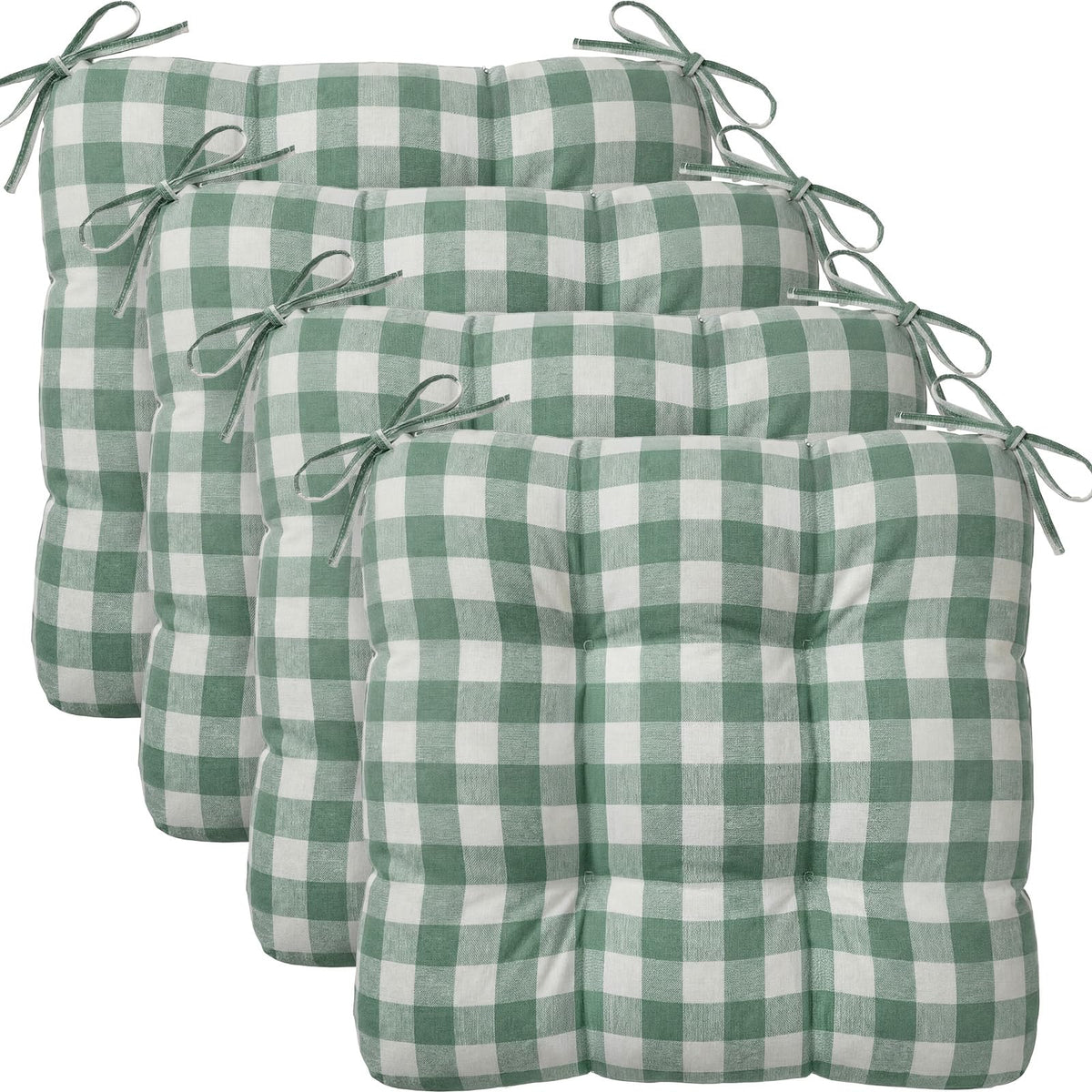 Geetery 4 Pack Chair Cushions, 16" x 15",Black and White,Plaid