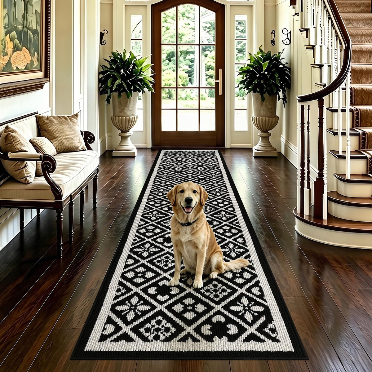 Ileading Fall Indoor Door Mat Washable Orange Muddy Rugs for Dogs 2x3ft