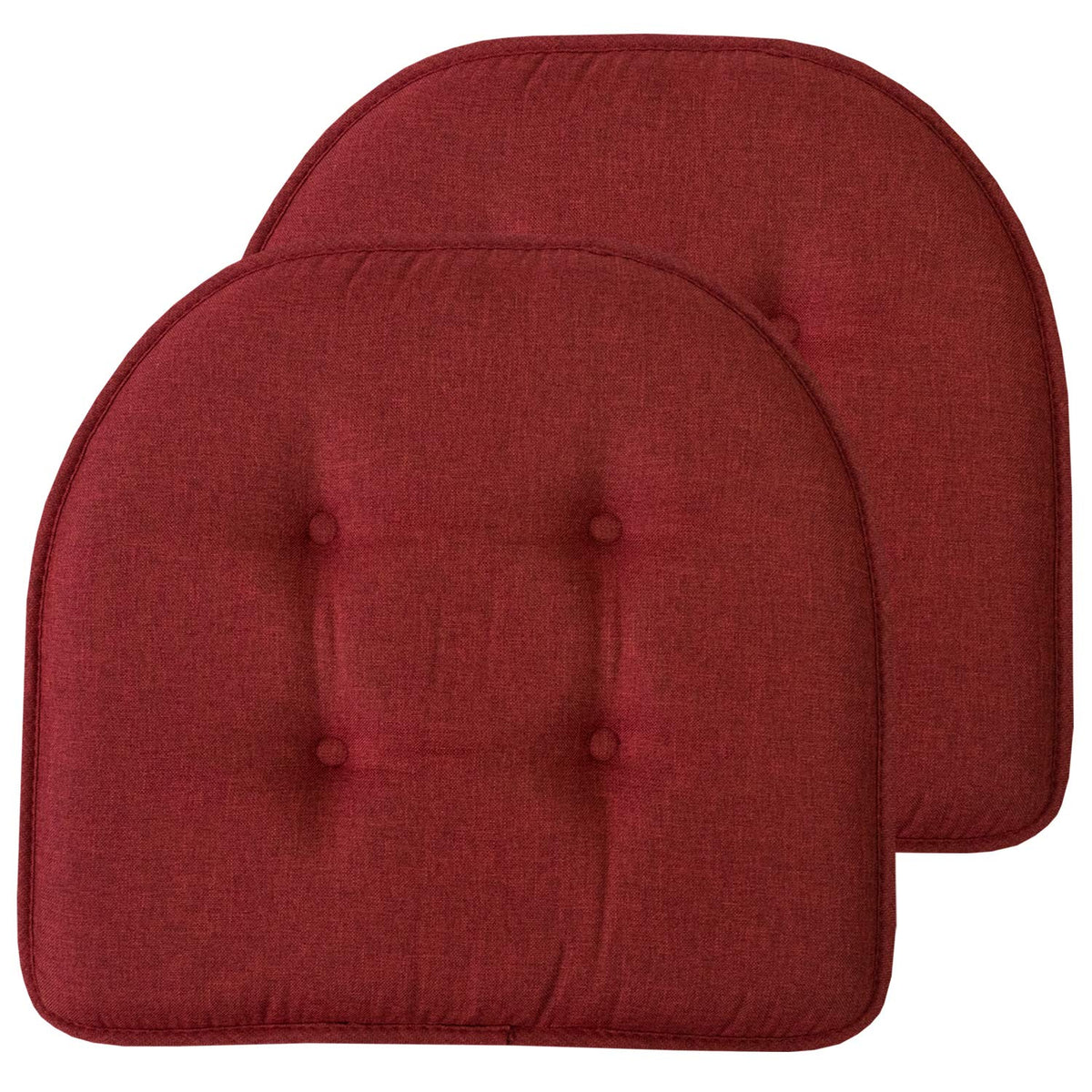 Sweet Home Collection Chair Cushion Memory Foam Pads Tufted Slip Non Skid Rubber Back U-Shaped 17" x 16" Seat Cover, 4 Count (Pack of 1), Army Green