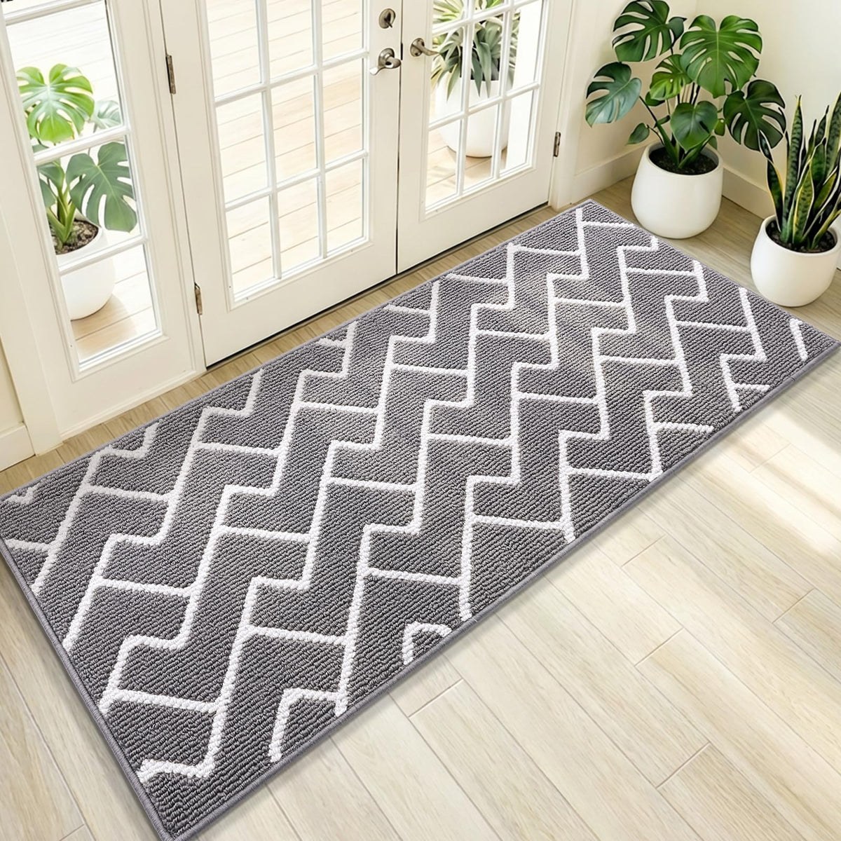 OLANLY Indoor Door Mat 32x20, Low-Profile Dirt Resistant Doormat, Grey