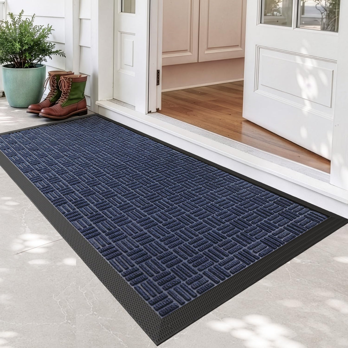 DEXI Front Door Mat Outside Entrance 48x72 Rubber Entry Doormat Brown