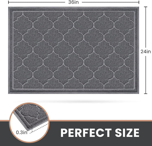 LuxStep Door Mat Large 24x36 Inch Indoor Outdoor Doormat, Non-Slip Low-Profile Design Floor Mat, Durable Trap Dirt and Dust Front Door Welcome Mat for Entryway,Patio,Garage, Grey