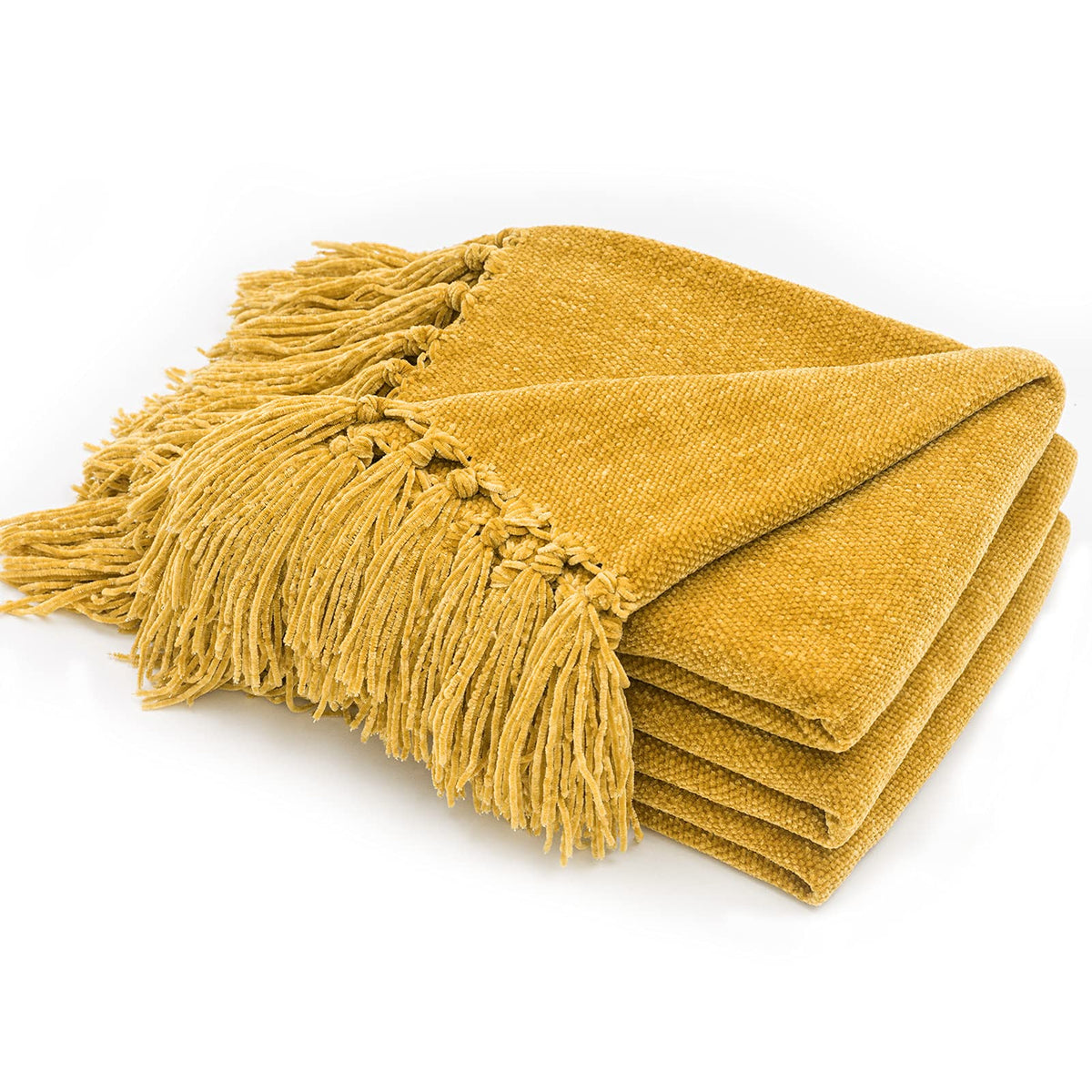 RECYCO Throw Blanket Soft Cozy Chenille Throw Blanket with Fringe Tassel for Couch Sofa Chair Bed Living Room Gift (Rust, 50" x 60")