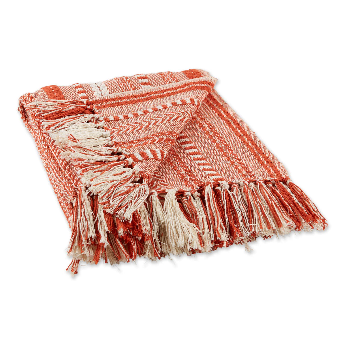 DII Braided Striped Throw Blanket, 50x60, Stone on Cream