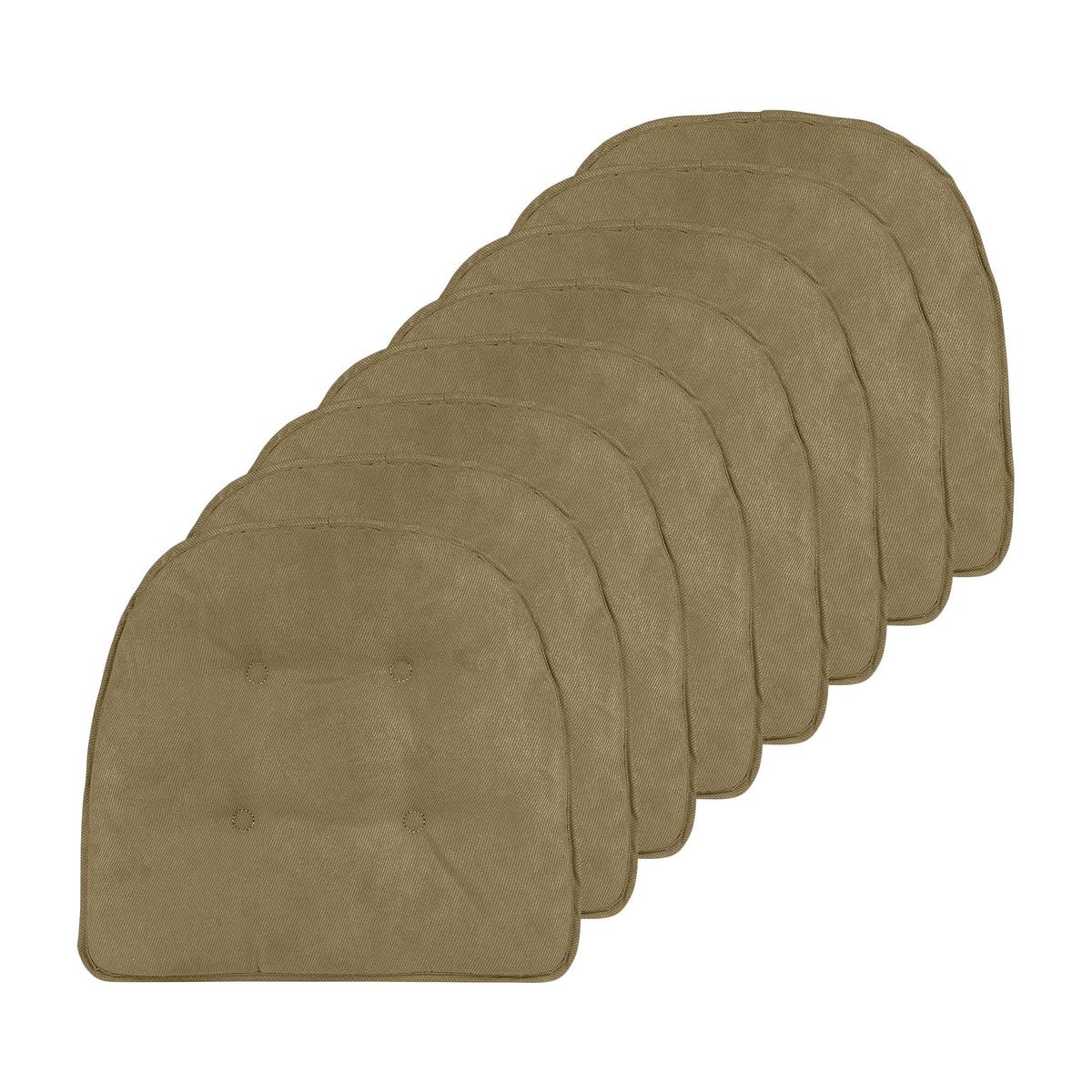 Klear Vu Omega Non-Slip Chair Cushions, Assembled in USA, U-Shaped Skid-Proof Seat Pads for Dining Room, Kitchen, Office, 15"x16" 4 Pack Slub Natural 4 Count