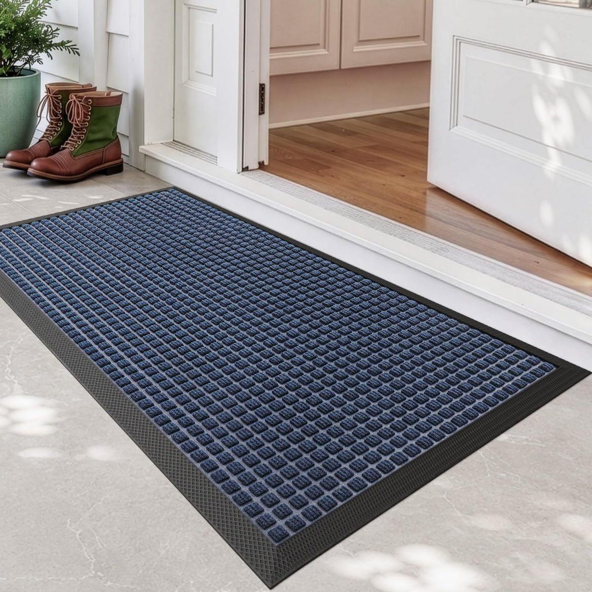 DEXI Front Door Mat Outside Entrance 48x72 Rubber Entry Doormat Brown