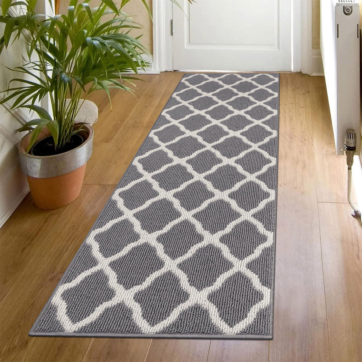 SHACOS Door Mats 20"x32" Indoor Washable Kitchen Entryway Rug Non Slip Absorbent Floor Mat for Home Entrance Garage, Light Gray